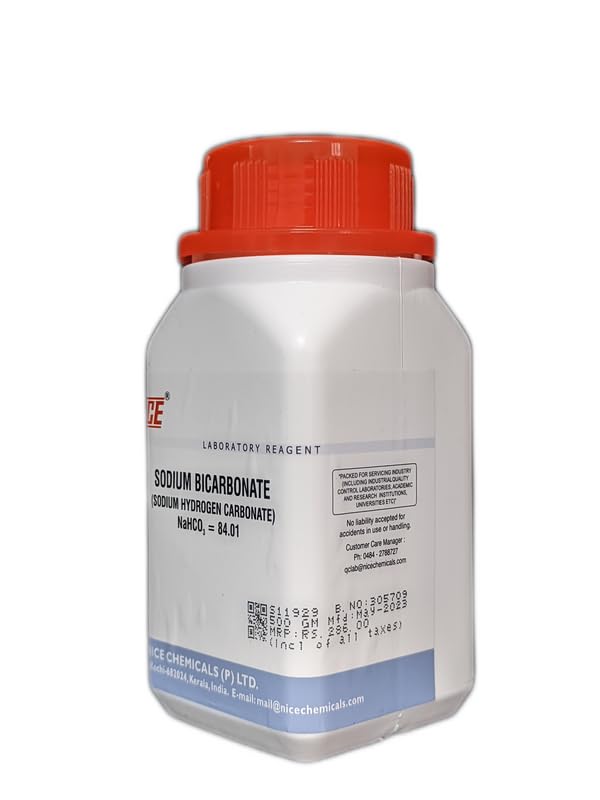 側 view of NICE Sodium Bicarbonate L.R. bottle with manufacturer and customer care info