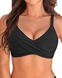 Women Underwire Bikini Top Only - Push Up Bathing Suit Top Padded Swim Bra 2025 Swimsuits Top, Black, XS
