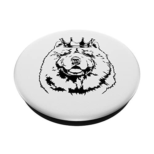 Funny Proud Chow Chow with crown dog mom dog PopSockets Swappable PopGrip, Black - Image 2