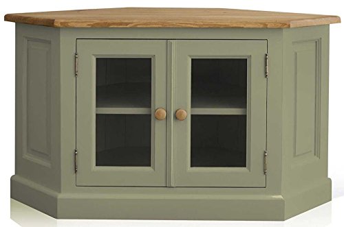 Image of APRODZ Mango Wood Borgia TV Stand Entertainment Unit for Living Room | Green