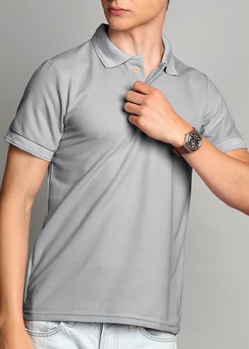Image of INKKR Men's Combo Polo Neck Cotton Blend Solid T-Shirt (Pack of 2)