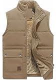 KEFITEVD Fleece Gilet for Men Winter Warm Sleeveless Jacket Outdoor Body Warmer Gardening Vest with Pockets Khaki, XL