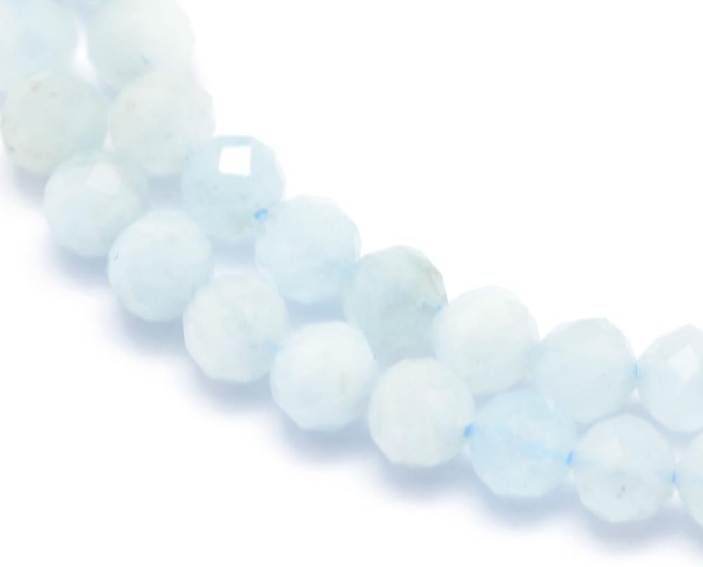 LiQunSweet 110 Pcs 3mm Natural Aquamarine Beads Strands Faceted Round Small Loose Crystal Gemstone Bead Spacer for DIY Jewelry Making Bulk - Image 2