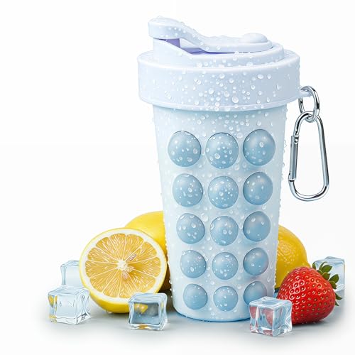 Molde de hielo flexible con pajilla azul miniatura 1