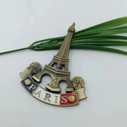 Imán de metal 3D torre Eiffel bronce 6.5x3.5 cm miniatura 5