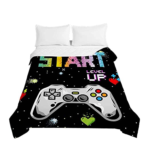 Colcha de Verano Cubrecama Colcha Bouti, Chickwin 3D Juego Estampada Edredón Manta de Dormitorio Suave Ligero Multiuso Colchas para Cama Infantil Individual Matrimonio (Juego Gris,150x200cm)