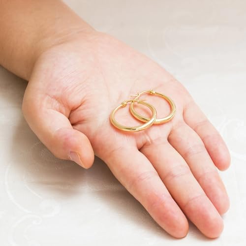 Philip Jones Gold Plated 25mm Hoop Earrings - Image 5