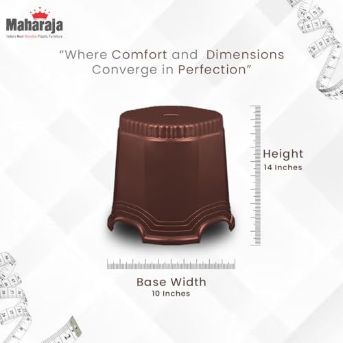 Image of MAHARAJA Neo Plastic Sitting Stool for Indoor Or Outdoor | Kitchen & Living Room (Brown, Pack of 4 (14 inch))