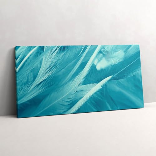 Image sur Toile Plume Turquoise 120x60 cm pour Ambiance Salon Cosy