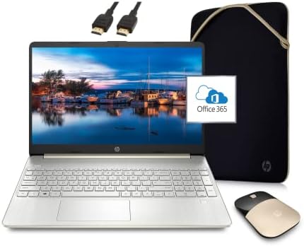 2022 Newest HP Laptop with Microsoft Office Included 1-Year, 15.6" HD Screen, AMD Athlon 3050U 16GB RAM 1TB SSD HDMI Port Webcam Gold White Windows 11 | College Student Bundle, ROKC HDMI Cable