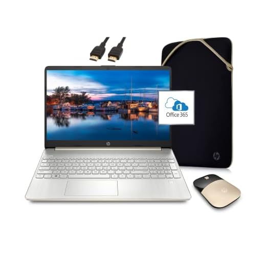 2022 Newest HP Laptop with Microsoft Office Included 1-Year, 15.6" HD Screen, AMD Athlon 3050U 16GB RAM 1TB SSD HDMI Port Webcam Gold White Windows 11 | College Student Bundle, ROKC HDMI Cable