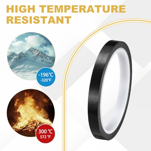 Image of PATIKIL High Temperature PTFE Tape 3 /8 Inch x 33 Feet, PTFE Coated Fiberglass Adhesive Tape for Vacuum Sealer Machines Hand-Impulse Sealers Insulation, Black