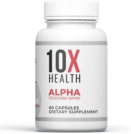 10X Health Alpha Testosterone Support - Muscle Builder & Testosterone Booster for Men with Tongkat Ali 1000mg, Muscle-enhancing Libido Booster & Testosterone Supplement for Men (60 Capsules, 2x Daily) Product Image