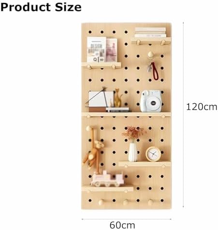 Premium Wooden Pegboard Wall Organizer Kit, 12mm Thick, 60x120cm - Versatile Display Panel for Home, Office, Gaming Setup - Stylish Beige Storage Solution