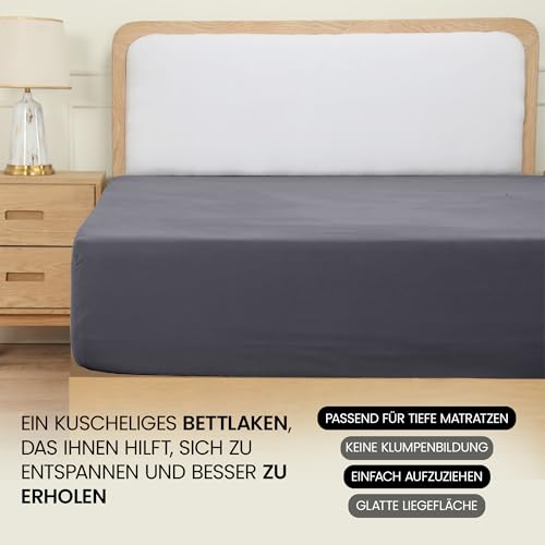 Utopia Bedding - Spannbettlaken 80x200cm - Grau - Gebürstete Mikrofaser Spannbetttuch - 35 cm Tiefe Tasche 6