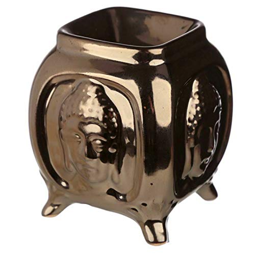 Be-Creative Oil Burner For Fragrance Oils Simmering Granules Wax Melts (Bronze Embossed, Buddha)