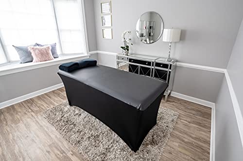 Sophi & Co. Wipeable, Reusable & Waterproof Fitted Lash Bed Cover, Spa Salon Massage Table Linen, Vegan Leather Spa Bed Topper, 1 Count (6Ft, Black) #TOP1