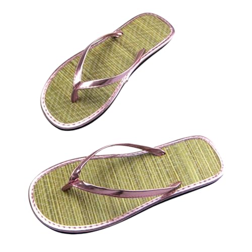 YMKJZLBD Chanclas Mujer para Mujeres De Verano A Las Que Absorben Sudor Y Usan Esteras Paja Fuera Casa-rojo-37