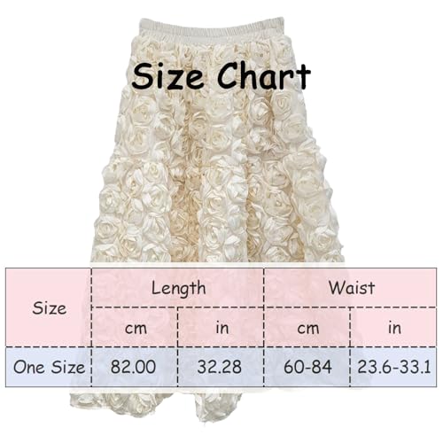 Women 3D Floral Fashion Maxi Skirt Elastic Waist Solid Color Casual Large Swing A Line Tulle Long Skirts3