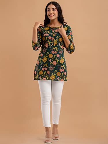 Image of feranoid Women Cotton Printed Straight Short Kurti