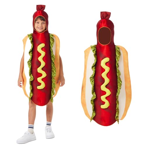 nezababycos Kids Hot Dog Costume Halloween Funny Food Outfit for Boys Girls Fancy Dress Up Cosplay