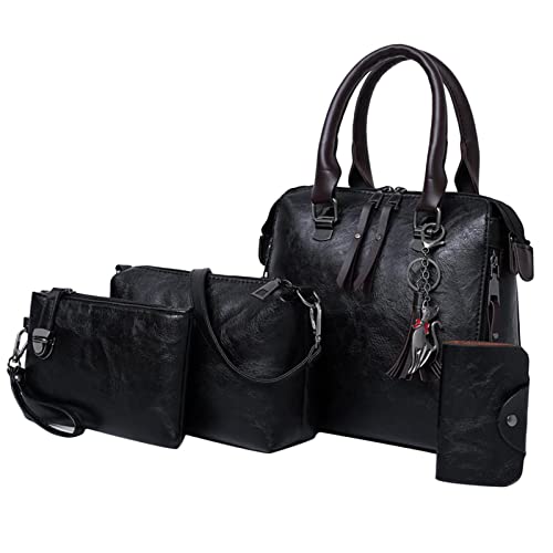 Tachiuwa 4 Peças Femininas Grandes Bolsas de Couro PU Alças Superiores Femininas Bolsa Mensageiro, P