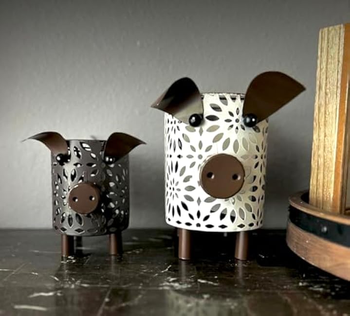 Farmhouse Metal Small Storage Basket Set For Kitchen or Bathroom Pig Decor, 2 Count Stackable Small Basket with Handle