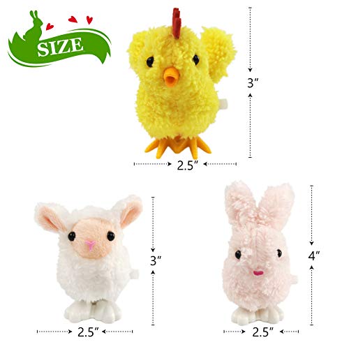 Bstaofy 6pcs Wind up Animal Easter Toy Kit Hop Chick Bunny Jumping Plush Assorted Fuzzy Flipping Bounce Kids Stuffed Gift Set Egg Hunt Clockwork Prop Dancing Sheep Party Favor , 3’’ - Thumbnail 7