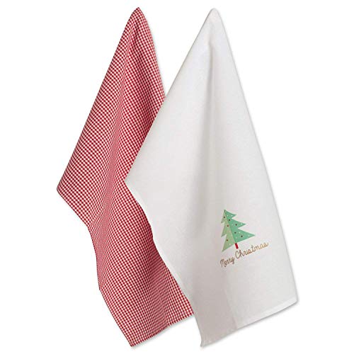 Image of DII Christmas Tea Towels Decorative Kitchen Dish Towel Set, 18x28, Holiday Tree, 2 Piece