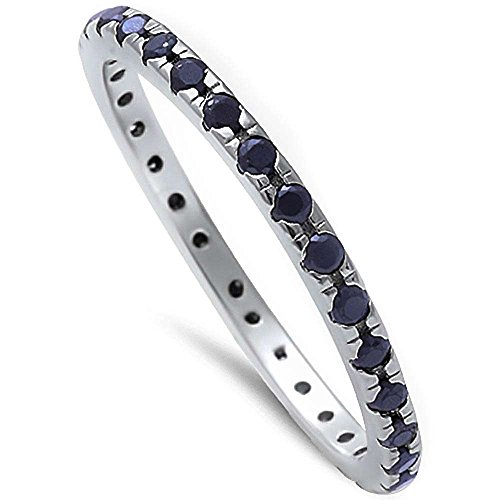 Oxford Diamond Co Black Onyx Eternity Band .925 Sterling Silver Ring Sizes 7