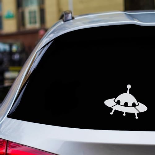 Image of UFO Alien Spaceship Eye - Catching for Car,Bumper, Laptop, Truck,Window,Sportbike, Snowboard,Scrapbook Vinyl Decal Sticker 5 inch White