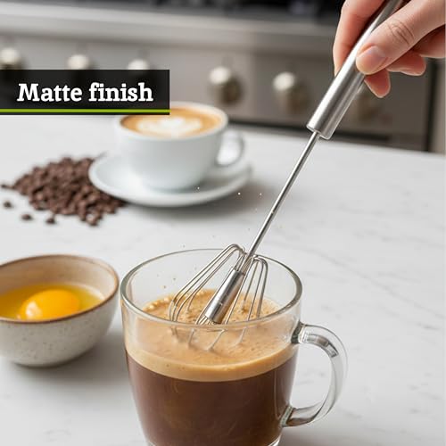Premier Housewares Press and Spin Stainless Steel Hand Whisk with Easy Grip Handle, Matte Silver, 30 cm - Image 5