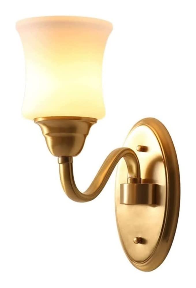 ZTCHSENZT Wall Sconces, E27 Metal Lamps Lighting All-Copper Wall Mounted Lights Living Room Bedroom Bedside Wall Lamp Lighting Frosted Glass Lampshade,Onecolor