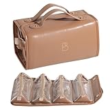 BS-MALL Travel Makeup Bag PU Leather Large Size Elegant Cosmetic Case in Premium PU Leather with 4 Bag for Easy Makeup Organization & Travel Brown