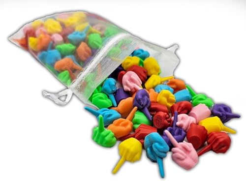 Bag of Hands | Mini Middle Finger Hands Bulk | Tiny Middle Fingers | Novelty Gag Gift | Party Favors | Flip the Bird in Bulk | Funny Gifts | Office Pranks (Rainbow Large (~240 pcs))