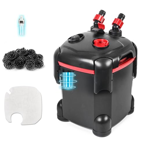 PONDFORSE 172GPH Canister Filter, External Aquarium Filter Ultra-Quiet Water Circulation Cleaning Machine with Media for Fish Tanks and Aquariums Up to 30 Gallons (172GPH)