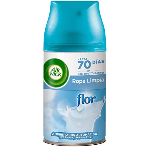 Air Wick Freshmatic Recambio de Ambientador Spray Automático, Esencia para Casa con Aroma a Ropa Limpia Flor