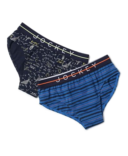 Image of Jockey NB01 Boy's Super Combed Cotton Elastane Stretch Printed Brief with Ultrasoft Waistband (Pack of 2)