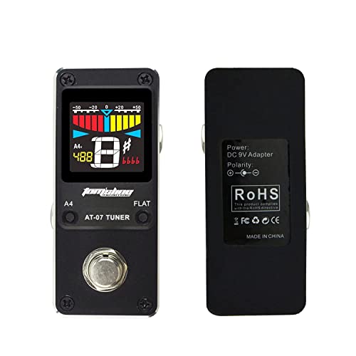 Tom'sline Afinador de pedal para guitarra y bajo, 430 – 450 Hz, pantalla a color de alta resolución, chip inteligente, ajuste rápido