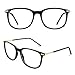 Happy Store CN79 High Fashion Metal Temple Horn Rimmed Clear Lens Eye Glasses,Glossy Black