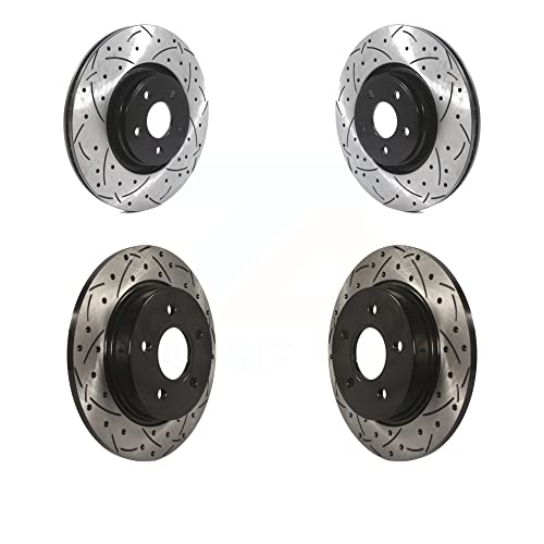 Front Rear Coated Drilled Slotted Disc Brake Rotors Kit For Ford Focus ST