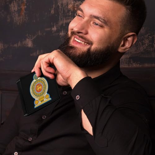 Emblem of Sri Lanka Slim Bifold Wallets for Men Stylish Front Pocket Purse with Card Holder Slots4