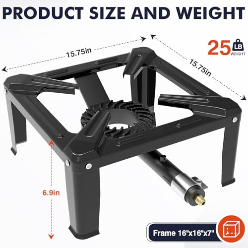 Image of Llamaviva Portable Propane Camping Stove - Single Burner Outdoor Gas Stove for Wok Cooking, Seafood Boil & Tailgating, Heavy Duty Steel Propane Burner with 4ft Hose, Estufas de Gas, Portable Stove