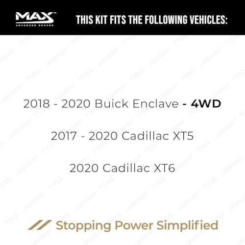 Image of Max Advanced Brakes Front Brake Kit Compatible With 2018 2019 2020 Buick Enclave 4WD Compatible With Cadillac XT5 XT6 Replacement Cross Drilled Disc Brake Rotors and Ceramic Brake Pads
