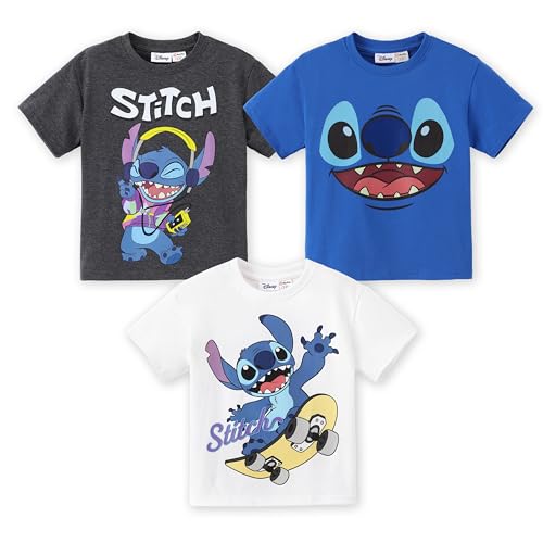 Disney Lilo & Stitch Baby Boys Short Sleeve T-Shirt 3 Pack Girls Tee Shirt Infant Cotton Graphic Top Going Out Apparel Outfit Child Athletic Playwear Sports Cloth Jersey Black+Gray/Blue/White 2 Year - image 1