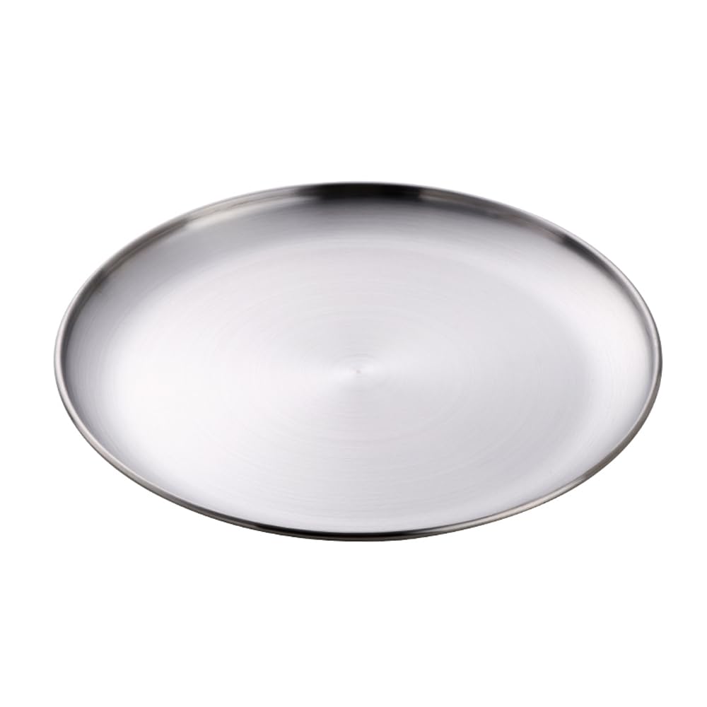 Buyer Star Stainless Steel Plate, Stainless Steel Round Dinner Plates, Metal Serving Plate, Dessert Plate, Dinner Dishes Plates Set for Camping Outdoor, Barbecue, Non-Toxin (Silver, 30cm) — image 1