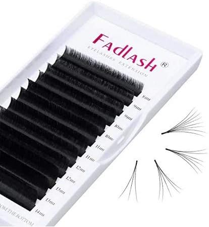 Fadlash Easy Fan Lashes C Curl 0.07 8-14mm Mixed Length Russian Lashes Natural Look Self Fanning Eye Lashes Automatic Blooming Russian Eyelashes Extensions(0.07-C-814)