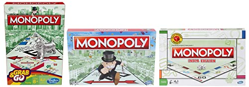 Image of MONOPOLY Board Game for Families and Kids Ages 8 and Up - Classic Fantasy Gameplay, India Edition & Grab & Go Version