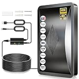 Antenne TV Intérieure 600KM+, Antenne TNT Intérieure avec Amplificateur de Signal Ultra Pu...