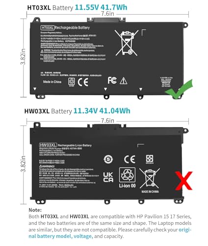 Image of HT03XL L11119-855 Laptop Battery for HP Pavilion 14-CE 14-CF 14-DF 15-CS 15-DA 15-DB 15-DW 17-by 17-CA Series 15-CS0053CL 15-DW0033NR 15-DA0014DX L11421-542 L11421-2C2 HSTNN-UB7J HSTNN-DB8R HT03041XL